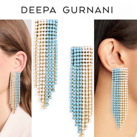 Deepa Gurnani Rayla Beaded Chandelier Earrings Nawar 98$ - Picture 1 of 5